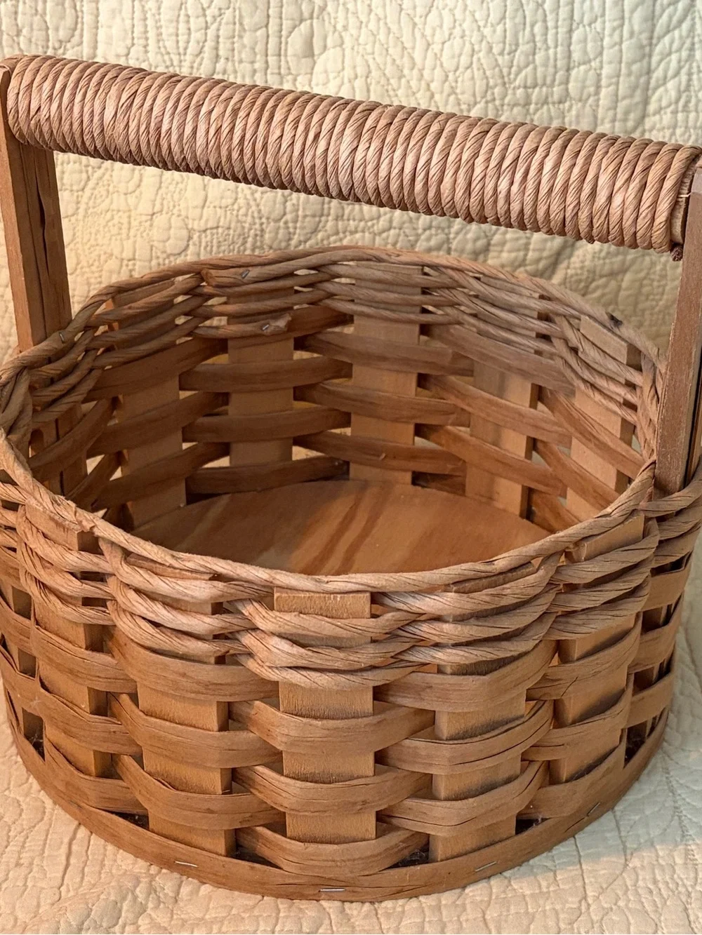 Natural Brown Woven Basket with Handle - Home Accents